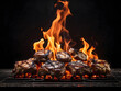 © Mahmud - fire flames on a dark background for display product barbecue design.