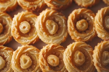 Poster - Close up of pastries on a table, perfect for bakery or food concept.