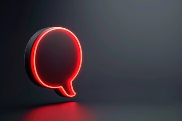 Poster - A red neon light in the shape of a speech bubble. Ideal for social media concepts.
