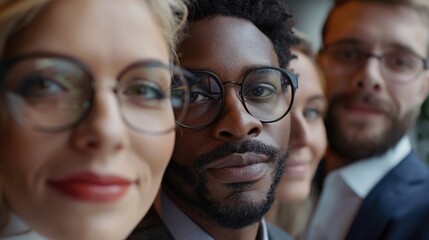 Poster - Close up of a person wearing glasses, suitable for various projects.