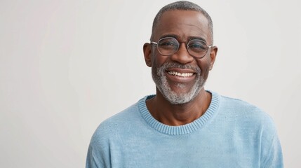 Aufkleber - A man wearing glasses and a blue sweater. Suitable for business and casual concepts.