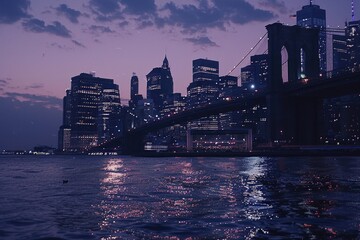 Poster - Urban skyline at night, perfect for cityscape projects.