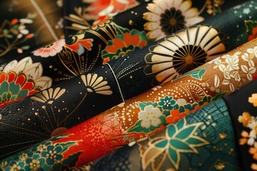 Poster - Close up view of various colored fabrics, suitable for textile or fashion concepts.