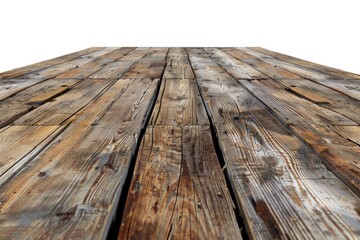 Poster - A simple wooden table against a clean white backdrop. Ideal for product showcasing.