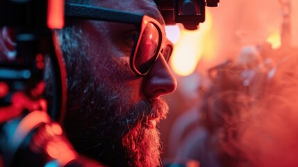Poster - A man with a beard wearing glasses.