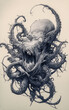 Intricate Octopus Sketch Showcasing Detailed Tentacles and Expressive Features. Generative AI