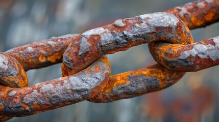 Canvas Print - A close up of a rusty chain with rust on it, AI