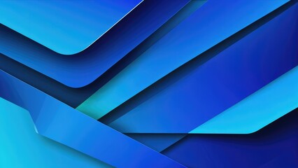 Wall Mural - Diagonal geometric shapes cascading across an abstract dynamic blue background, vector design, gradient textures, interplay of light and shadow, high contrast, sharp lines, geometric precision