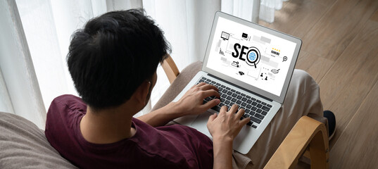 Poster - seo search engine optimization for modish e-commerce and online retail business showing on computer 