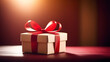 gift box wrapped with red ribbon, generative ai