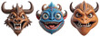 Terrifying sight of three scary heads, each adorned with ominous horns and menacing fangs, fixing their gaze upon you, isolated on transparent background