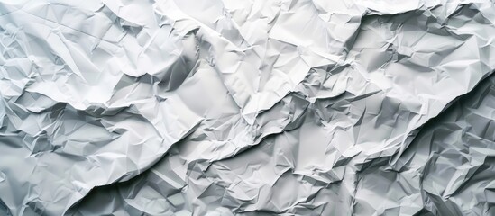 Canvas Print - A close up of bedrock covered in a pattern of crumpled white paper, resembling a monochrome landscape. The paper sits on a slope next to rocks, metal, and wood, creating an artistic event