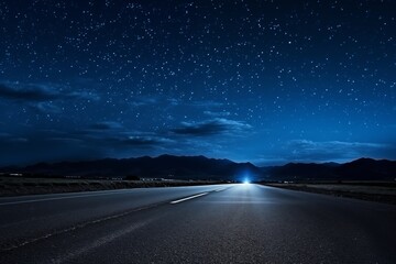 Road under star sky