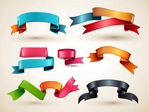 Ribbon banner set. Simple ribbons. Vector illustration design.