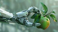 Robotic Hand Taking A Flower Generative Ai