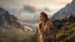 Prehistoric Woman, Mountain Range Backdrop