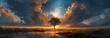 sunset in the clouds and tree AI generated 
