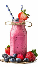 Wall Mural - strawberry yogurt with blueberries