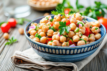 Poster - Delicious Chickpea Salad with Tomatoes and Cucumbers