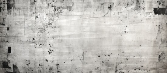Poster - A monochrome photograph of a concrete wall showcasing a beautiful pattern of cracks, with a font shadow. In the corner, a small plant grows in the grey soil