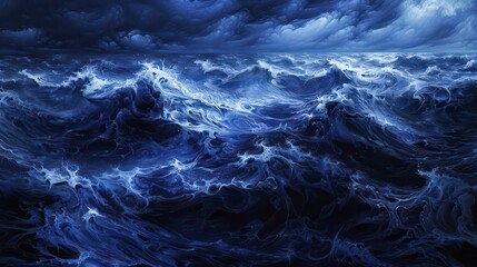 dark blue waves, abstract blue background with bubbles