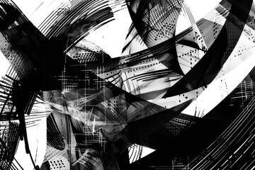 Wall Mural - face digital art, black and white, graphic design