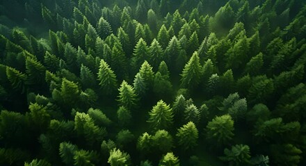 Wall Mural - Lush green forest from above, vibrant nature background