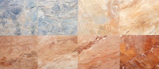 Poster - the picture showcases a variety of tiles including brown and beige ones. these rectangular building 