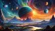 planets in space galaxy 