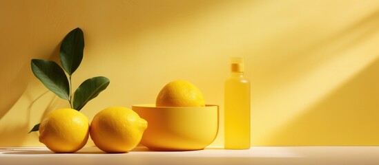Wall Mural - Yellow background with natural light and shadow for product display