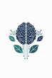 Digital Brain Logo with Leaves