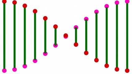 Poster - Animation of dna strand spinning, narrowing and widening. Design. Global science concept, schematic view of dna spiral.