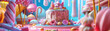 Surreal dessert party intricate cake and candy details