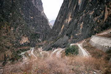 Wall Mural - Curving road in high altitude mountains , China