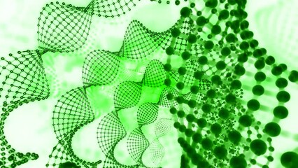 Poster - Rotating DNA strands. Design. Visualization of unknown DNA spirals, concept of science and biology.