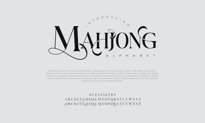 Leinwandbilder - Mahjong premium luxury elegant alphabet letters and numbers. Vintage wedding typography classic serif font decorative vintage retro. Creative vector illustration