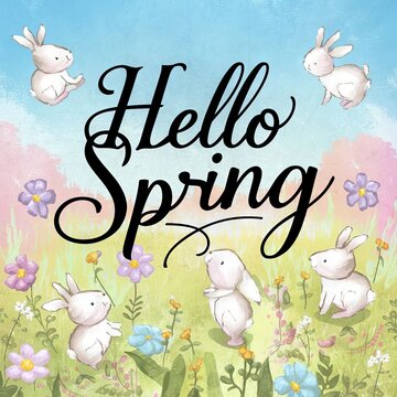 Hello Spring Greeting Poster Banner Conceptual Design
