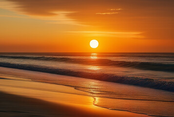 Canvas Print - Beautiful sunset on the beach in the summer. Beautiful landscape.