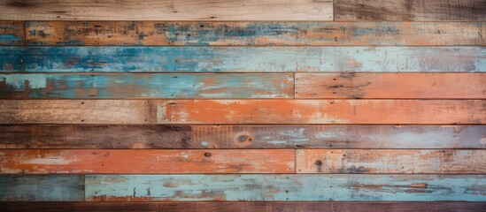 Canvas Print - A detailed shot of a vibrant hardwood wall with intricate brickwork patterns, showcasing the beauty of wood stain on the rectangular building material