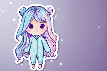 Poster - Cute Girl Kawai Chibi Anime Wearing Pajamas