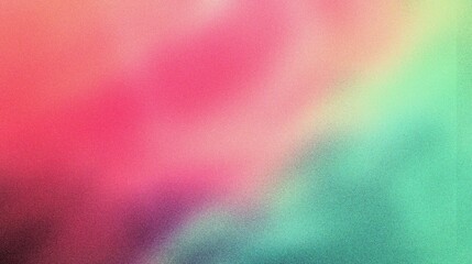Wall Mural - watermelon pink, lime green, turquoise, gradient background with grain and noise texture