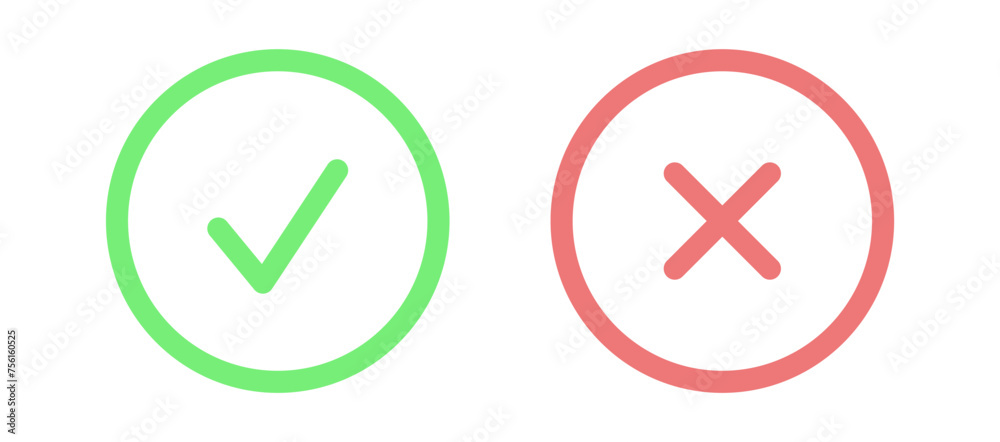 check mark icon button set. check box icon with right and wrong buttons ...