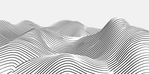 Poster - linear waves vector illustration of black lines on white background