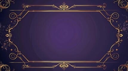 Poster - Modern illustration of a luxury wedding invitation card. Elegant vintage art nouveau style with rose gold lines, framed on purple background. Premium illustration for galas, grand openings, and art
