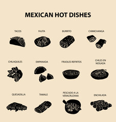 Wall Mural - Mexican food , sketch doodle . Conchas hand drawn illustration. Can be used for a menu of Mexican cuisine. vintage pattern design, banner.