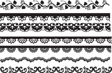 Wall Mural - Collection of beautiful lace borders. Lace pattern elements. Vintage seamless figured lace borders for decoration. Lace borders in high quality, Seamless gorge. Easy to reuse in designing.