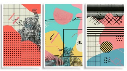 Poster - a minimalist poster design template in a 90s and 00s style with simple geometric shapes and typograp