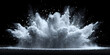 White powder explosion on black background,Smoke powder explosion air background shape black dust explode flour inredient paint smoke splash cloud

