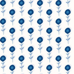 vector seamless pattern with blue flower pattern