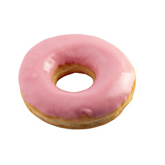 Sweet strawberry donuts isolated on a transparent background